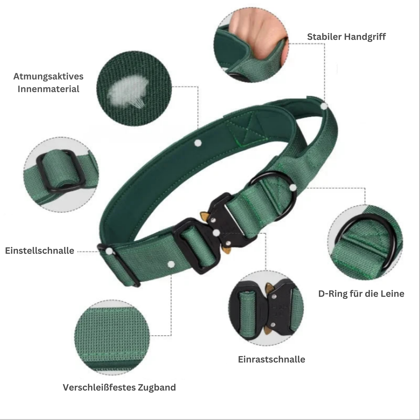 Halsband mit Griff und Schnellverschluss